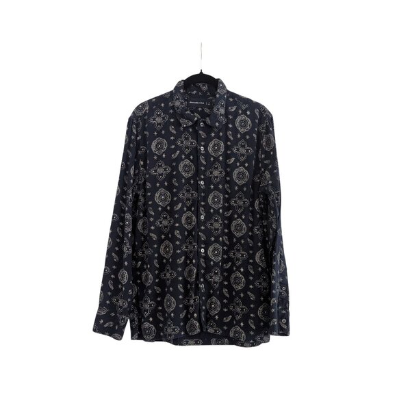 ✨Abercrombie & Fitch Navy Paisley Button-Down Shirt Men’s Size S EUC - Picture 2 of 6